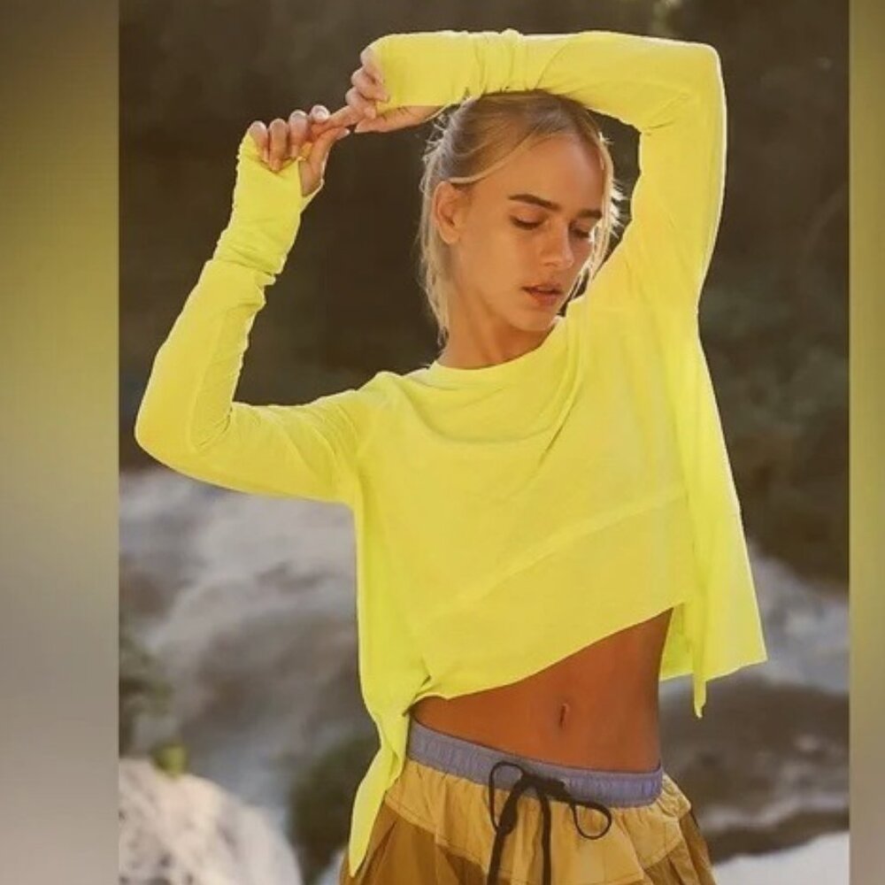 Free People Neon Yellow Long Sleeve Top